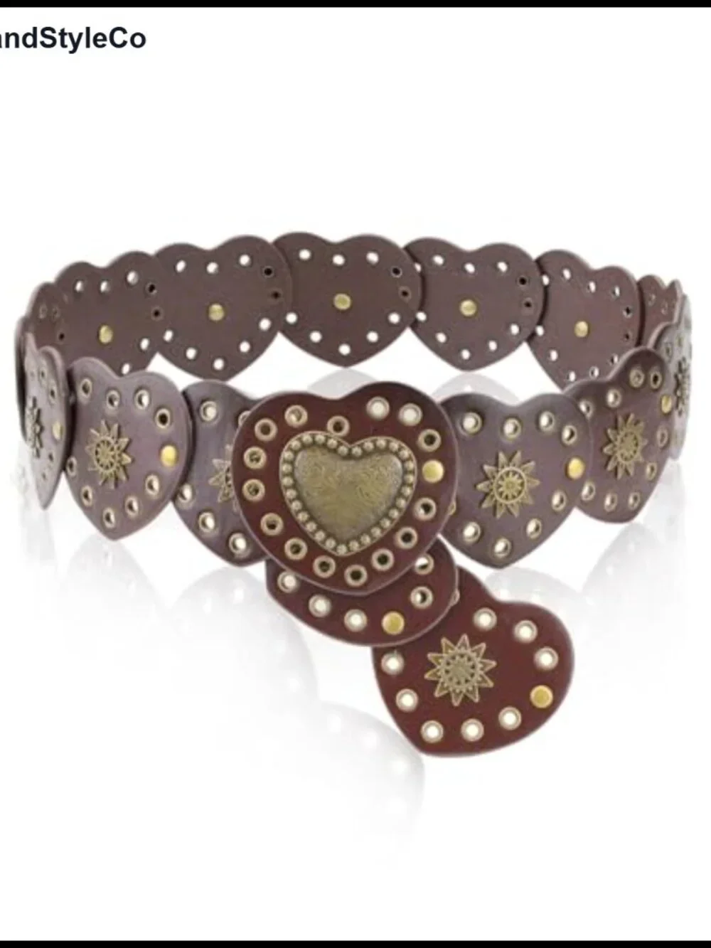 PU Leather Western Belt with Sun Pattern, Adjustable Vintage Chain Waist Belt